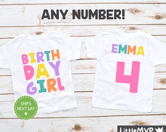 Chemise d'anniversaire arc-en-ciel - Chemise d'anniversaire pour fille de tout âge - T-shirt d'anniversaire mignon pour tout-petit - Cadeau de fête d'anniversaire pour filles - Thème arc-en-ciel