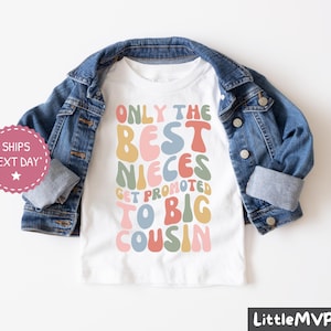 Promoted To Big Cousin Shirt - Cool Cousins Club - Niece Toddler Shirt - Future Cousin - Retro Groovy Gift