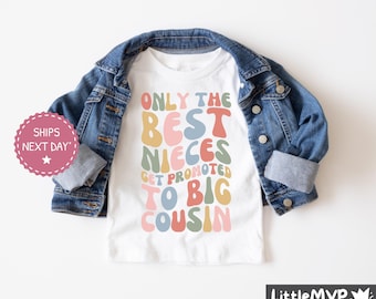 Promoted To Big Cousin Shirt - Cool Cousins Club - Niece Toddler Shirt - Future Cousin - Retro Groovy Gift