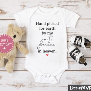Handpicked for Earth by Great Grandma in Heaven Baby Onesie® - Cute Baby Shower Gift - Personalized Baby Onesie - Baby Shower Outfit