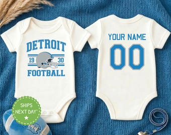 Detroit Football Onesie® - Personalized Football Bodysuit - Cute Football Onesie® - Detroit Baby Shower