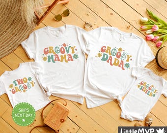Two Groovy Birthday Shirt - 2nd Birthday - Groovy Birthday Girl Outfit - Matching Family Birthday Shirts - Retro Groovy - Mommy and Me