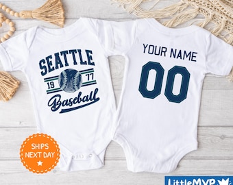 Seattle Baseball Onesie® - Seattle Baseball Baby - Seattle Baby Boy - Seattle Baby Girl - Seattle Baby Shower