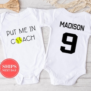 Body de béisbol para entrenador, mono de béisbol personalizado, mono de béisbol lindo, mono de béisbol para niña