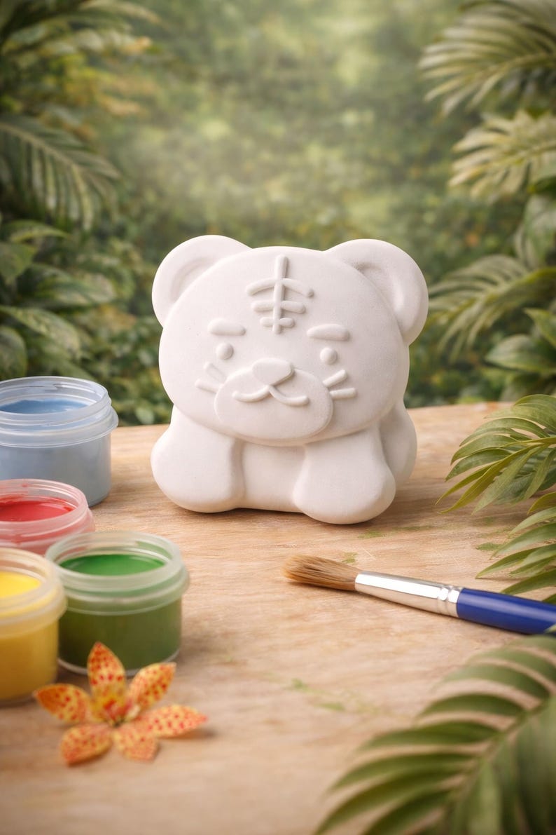 Kit para pintar animales de la selva | Kit de pintura de safari para niños | Manualidades con yeso | Recuerdo de fiesta personalizado | Imán | Regalo creativo imagen 4