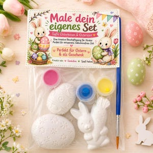 Kit para pintar figuras de yeso para niños, kit de manualidades de Pascua, set de pintura DIY. imagen 2