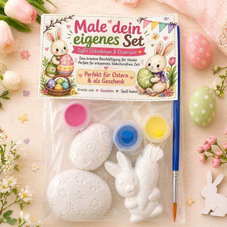 Kit para pintar figuras de yeso para niños, kit de manualidades de Pascua, set de pintura DIY. imagen 2