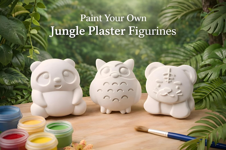 Kit para pintar animales de la selva | Kit de pintura de safari para niños | Manualidades con yeso | Recuerdo de fiesta personalizado | Imán | Regalo creativo imagen 3