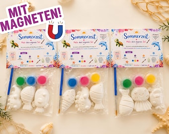 Kit para pintar animales marinos | Kit de pintura bajo el mar | Manualidades con yeso | Recuerdos de fiesta personalizados | Opción de imán | Regalo de sirena