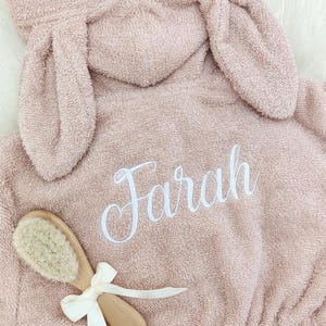 Peignoir oreilles personnalisé enfant Rose