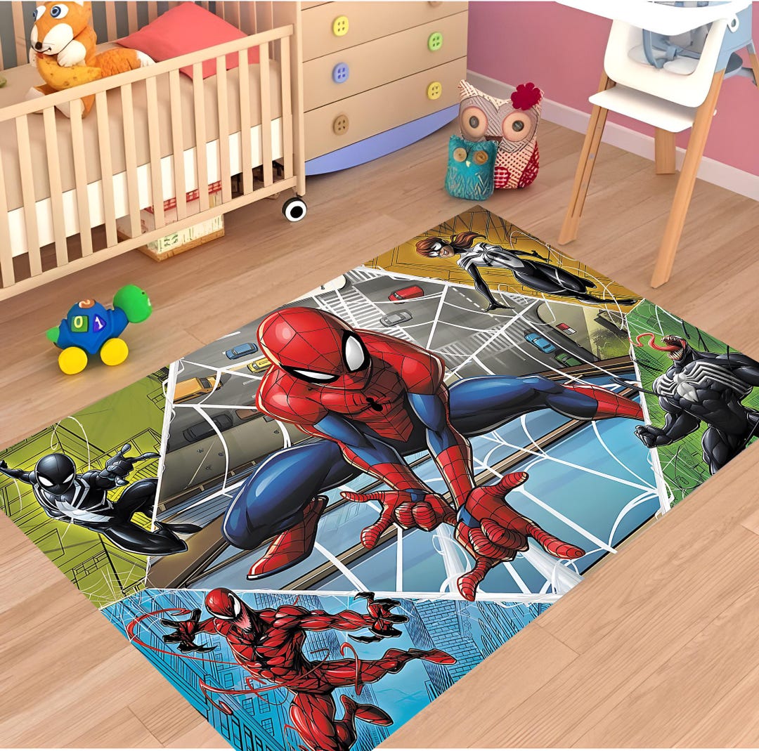 Spider Man, Spider Man Rug, Kids Room Rugs, Spiderman Patterned ...