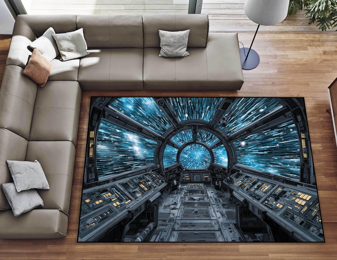 Futuristic Space Cockpit Area Rug, 3D Printed Warp Speed Decor - Etsy