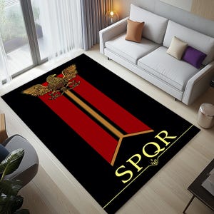 Roman Empire Rug, SPQR Rug, Roman Rug, Ancient Rome Rug, Rome Rug, History Themed Rug, SPQR Design Rug, Ancient Rug, SPQR Decor Rug