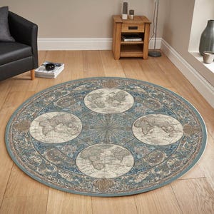 Runder Weltkarten-Teppich, Runder Erdkunstteppich, Runder Mandala-Stil, Runder Mandala-Teppich