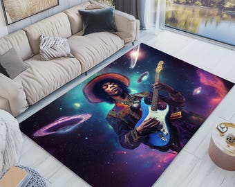 Jimi Hendrix, “blue Wild Angel”, Vintage Rug Barn Throw Blanket