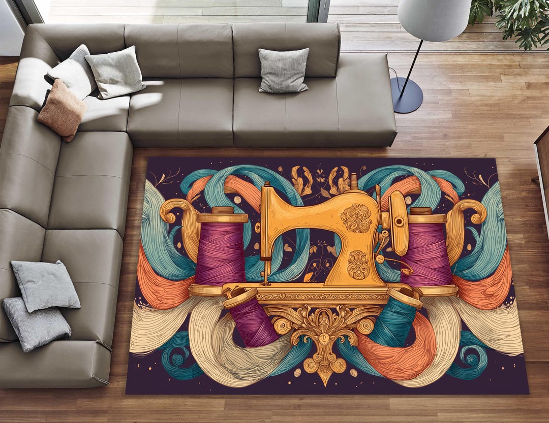 Sewing Machine Rug Pattern Sewing Machine Rug, Tailor Hobby Room Decor - Etsy