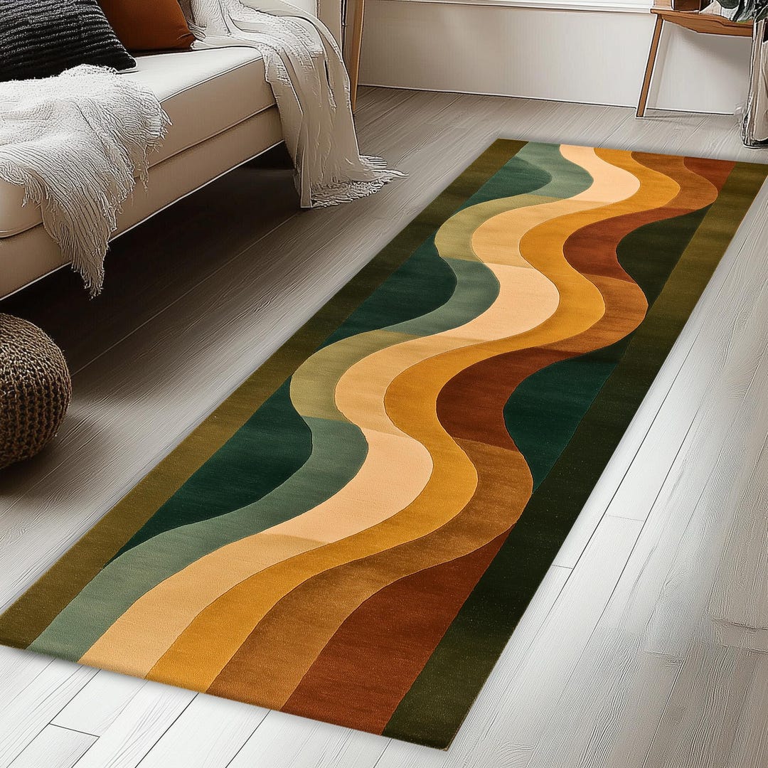 3d Pattern Runner Rug Wave Pattern Runner Rug, Mid Century Modern Style - Etsy