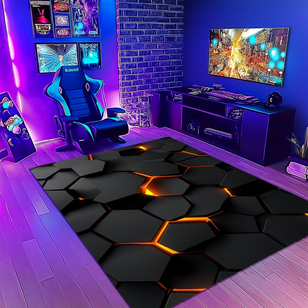 Rgb Gaming Rug Digital Design Rug, Gamer Room Rug, Gamer Rug, Gaming Rug, Gift for Him ...