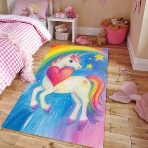 Colorful Unicorn Rug, Girls Room Rug, Rainbow Unicorn Rug, Unicorn Area Rug, Unicorn Pattern Rug, Kids Room Rug, Unicorn Rug, Unicorn Decor