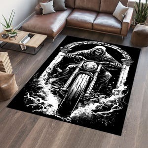 Schädel-Teppich, Motorrad-Teppich, Kühler Teppich, Schädel-Dekor-Teppich, Schädel-Teppich, Motorrad-Dekor-Teppich, Motorrad-Teppich, Fantastischer Teppich