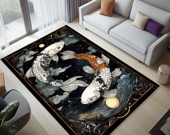 Japanese Koi Fish Area Rug, Japan Theme Decor
