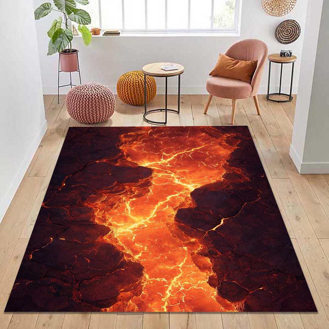 Lava Texture Rug: Hot Volcano Patterned Area Rug - Etsy