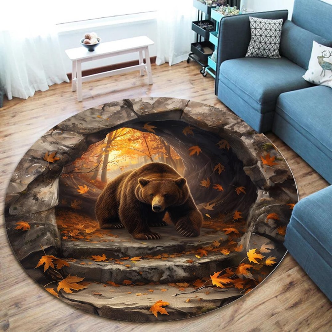Bear Round Rug, 24 Inch, Non-slip Cotton Base - Etsy