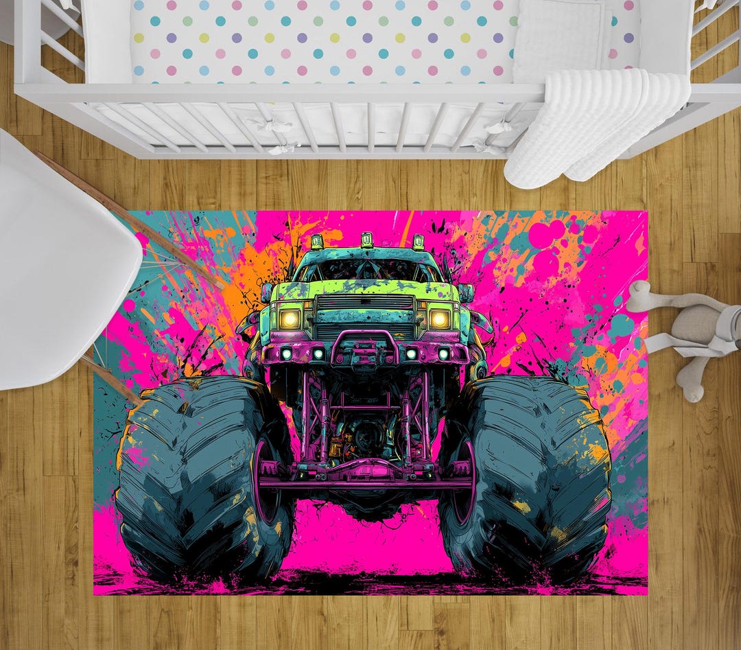 Monster Jam Rug Monster Truck Kids Rug, Race Car Playroom Decor - Etsy
