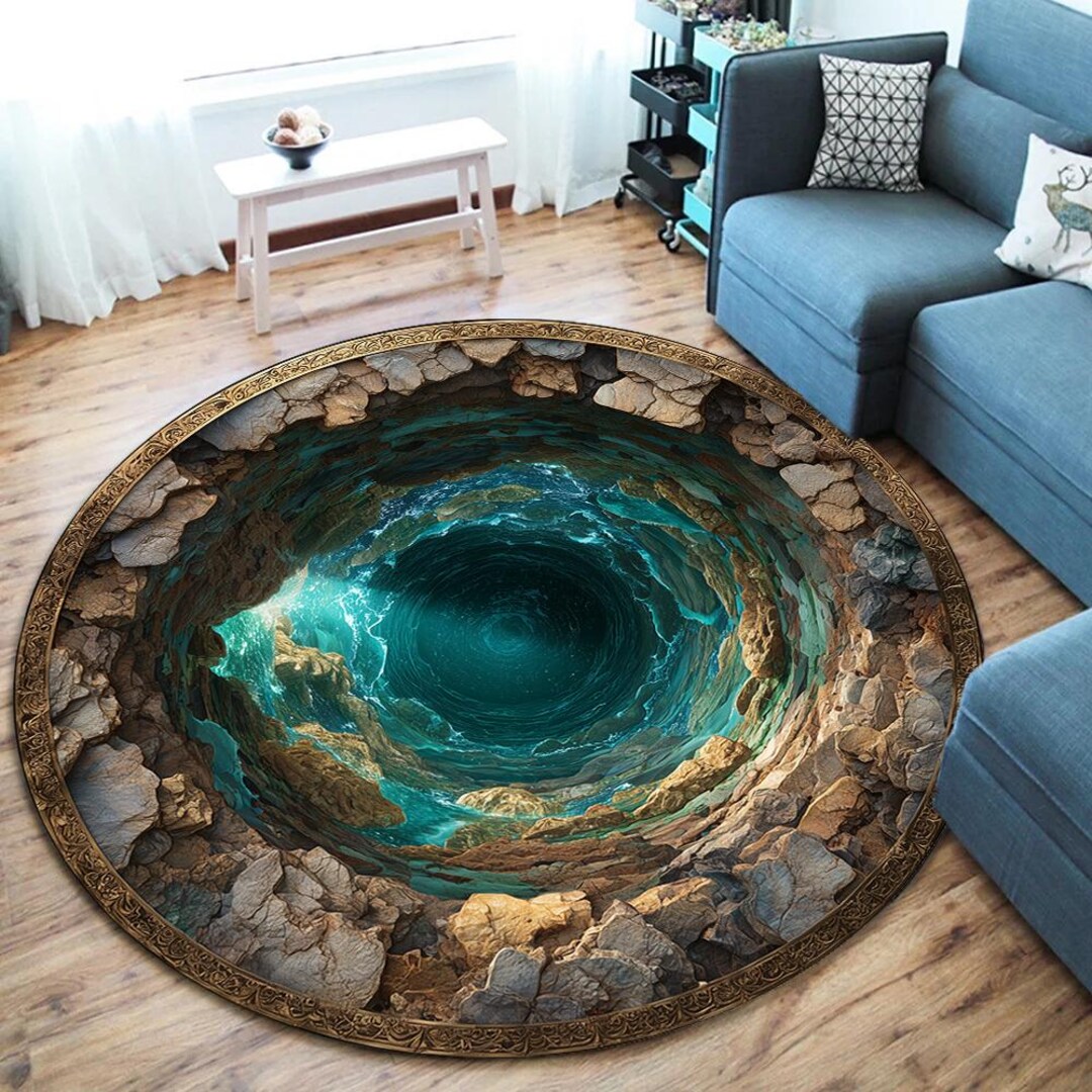 Water Rug Round 3D Vortex Round Rug, Ocean Water Whirlpool Design - Etsy