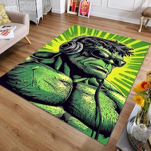 Hulk Rug, Hulk Area Rug, Fantastic Rug, Hulk Decor, Super Hero Rug, Green Giant Rug, Hulk Man Rug, Gift for Him, Hulk Carpet, Avengers Rug