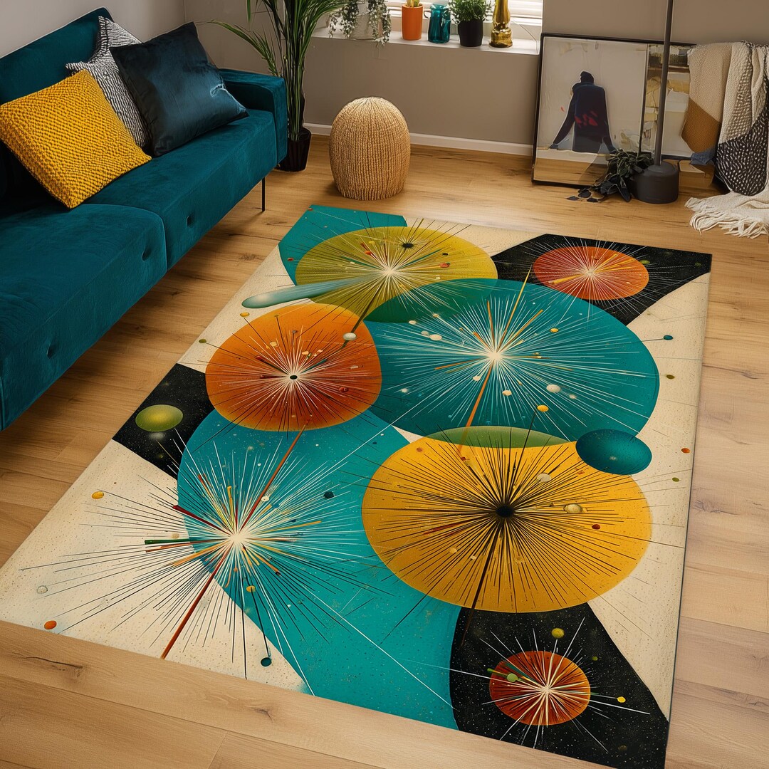 Modernism Design Rug Modern Abstract Rug: Mid-century Style, Minimalist Decor - Etsy