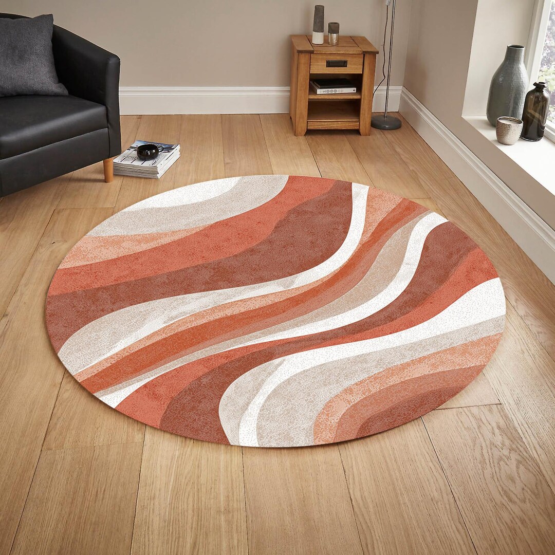 Colorful Mid-century Round Rug, Geometric Decor (24 Inches) - Etsy