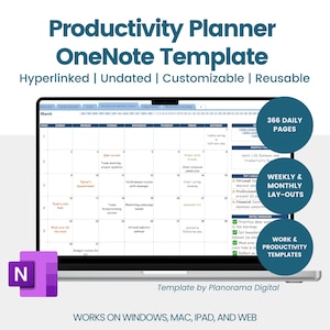 OneNote Template for Productivity OneNote Professional Planner Work To Do List Template Digital Planner Hyperlinked Microsoft Windows PC Mac