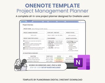 OneNote Project Management Planner for Work Template | OneNote Professional Planner Hyperlinked To Do List Microsoft OneNote Windows Desktop