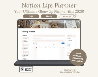 All in One Notion Life Planner for Glow Up Planner Aesthetic That Girl Notion To Do List Weekly Planner Digital Planner 2026 Notion Template