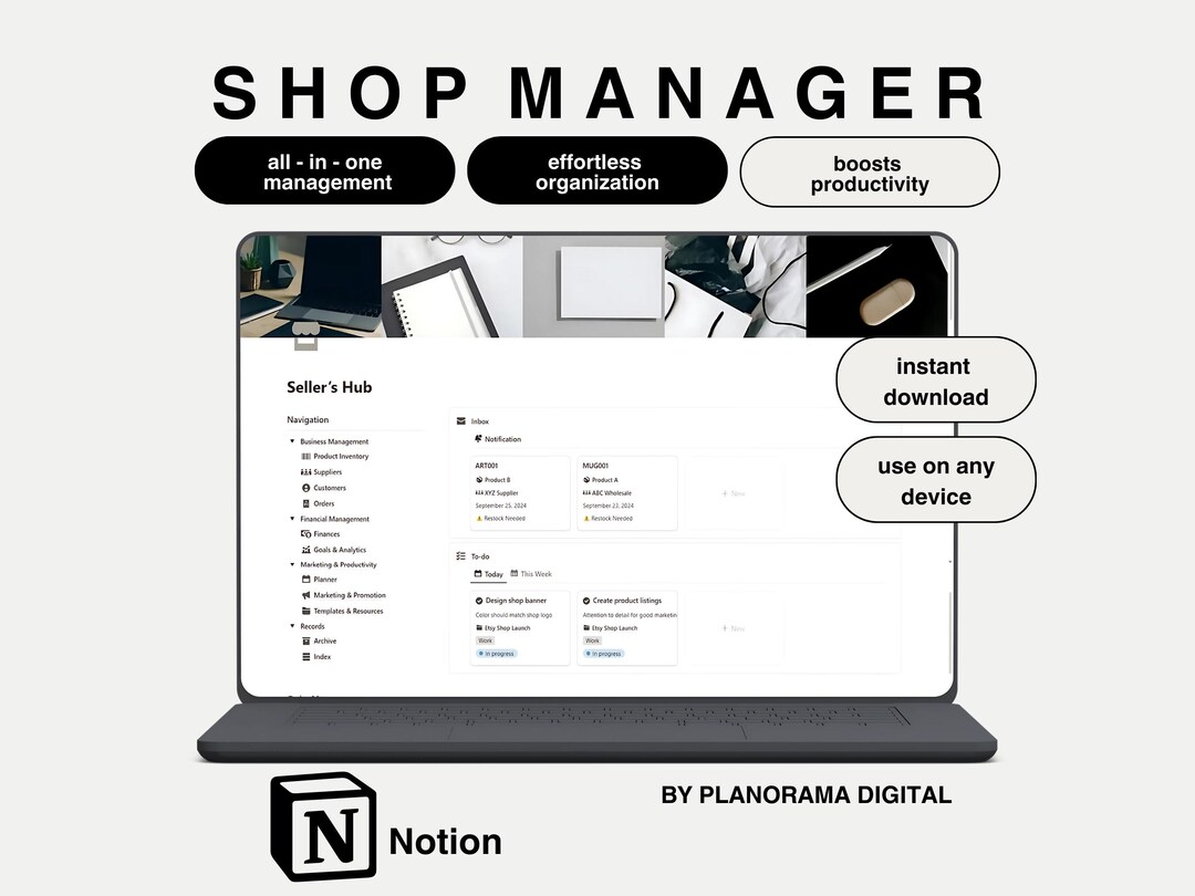 All in One Notion Shop Manager for Etsy Sellers Hub Notion Business ...