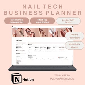 Notion Business Planner for Nail Tech Business Planner for Nail Salon Client Tracker Nail Service Business Appointment Digital Client Book