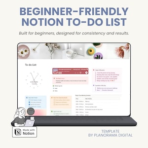Nybörjarvänlig Notion Att-göra-lista Mall Notion Minimalistisk Planerare för Nybörjare Notion Planerare Mall Målspårning Digital Att-göra-lista
