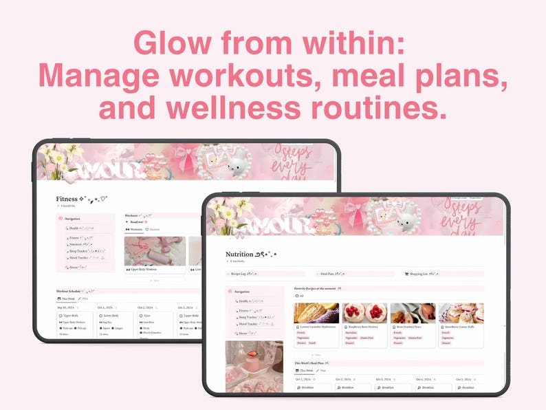 Notion Fitness Page, Notion Meal Planner, Sleep Tracker, Mood Tracker, Supplements Checklist, Notion Health Appointment Planner
