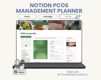 PCOS Management Notion Template for PCOS Awareness Planner Lifestyle Organizer PCOS-friendly Meal Plan Fitness Journal Habit Goal Tracker