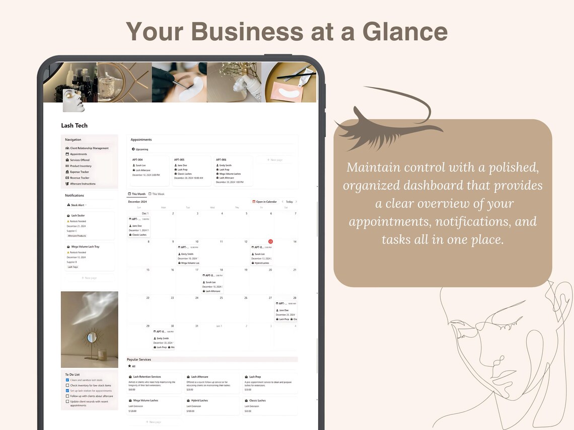 Notion Business Planner for Lash Tech Client Record Book Beauty Salon ...