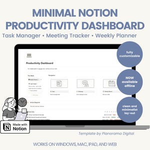 Notion Life OS | Digital Productivity Dashboard Weekly Planner Template  Task Manager Meeting Note Agenda Simple To Do List Tracker Personal