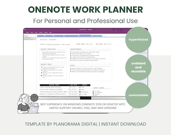 Professional OneNote Planner Hyperlinked | OneNote Template for Work To Do List Undated Monthly Planner Microsoft OneNote Windows Desktop