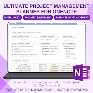OneNote Project Management Planner per il modello di lavoro per OneNote Professional Planner Elenco delle cose da fare con collegamento ipertestuale Microsoft OneNote Windows Mac