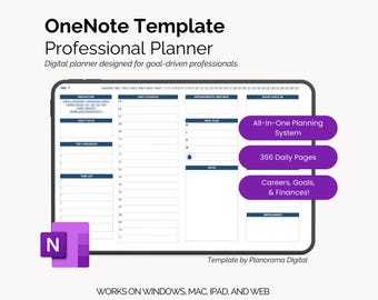 OneNote Template Professional Planner OneNote Work To Do List Template Digital Planner Hyperlinked Undated Calendar OneNote Planner Mac PC