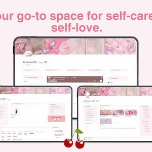 Notion Self-care page| Notion Digital Journal Habit Tracker Self-care Reading List Watch List