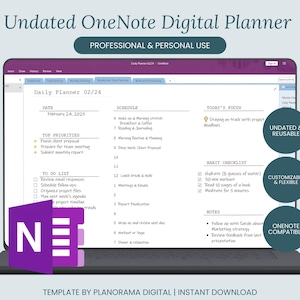 Undated OneNote Planner for Professional Project Planner To Do List OneNote Template Reusable Monthly Planner for Microsoft OneNote Windows