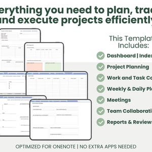 Project Management Tracking Onenote Onenote Project Management Planner for Work Template | Onenote ...