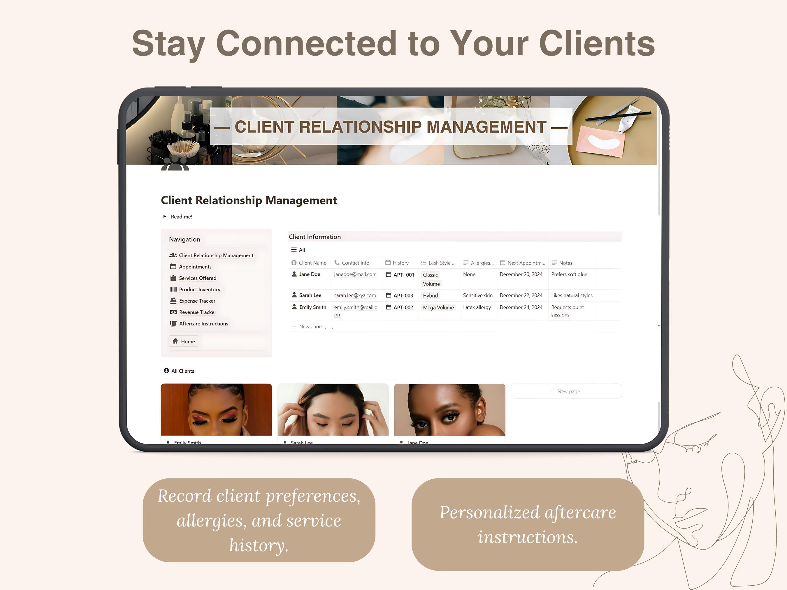 Notion Business Planner for Lash Tech Client Record Book Beauty Salon ...