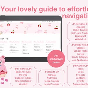 Notion Index Page for all pages included in the planner for easy navigation